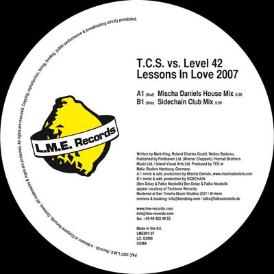 Lessons in Love 2007 (Mischa Daniels House Mix Edit) By t.c.s., Level 42's cover