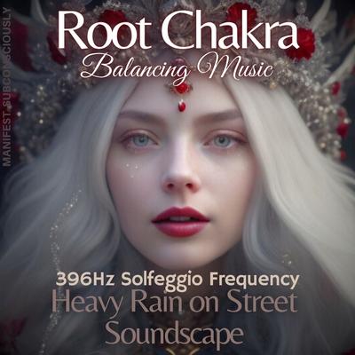 Root Chakra Balancing Music (396hz Solfeggio Frequency) [Heavy Rain on Street Soundscape]'s cover