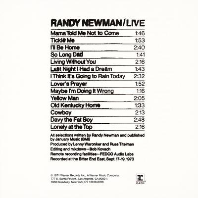 Randy Newman / Live's cover