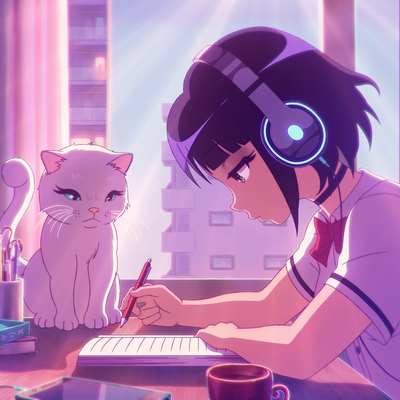 back home studying By a girl and a cat's cover