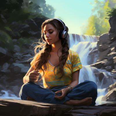 Meditative Waters' Cadence By Binaural Beats Focus, Waterfall in the distance, One Hour Meditation's cover